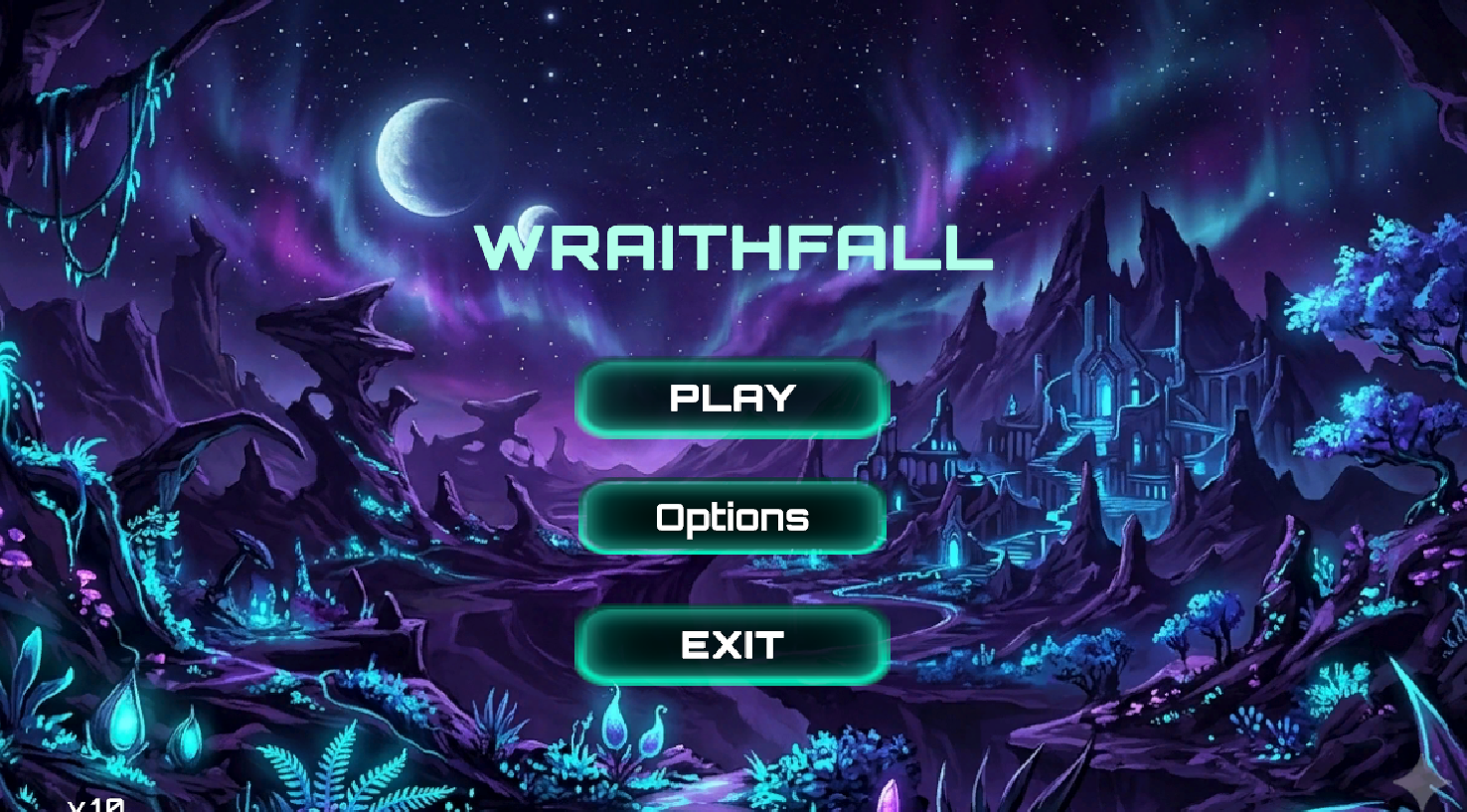 Wraithfall - Hauptmenü des Unity Shoot 'em Up